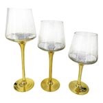 Set de 3 Candeleros Tipo Copa con Base Dorada
