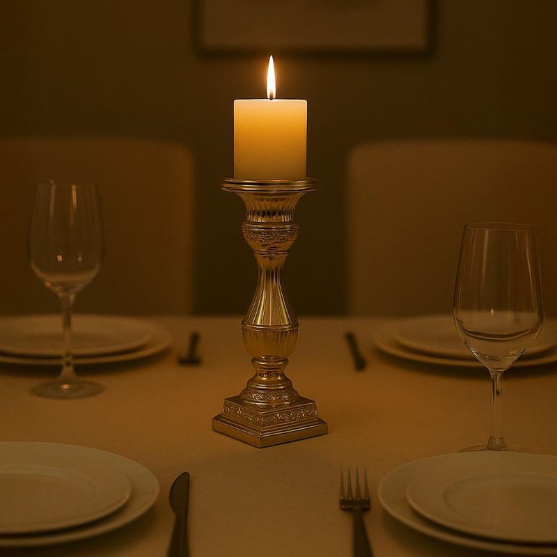 Candelero Decorativo Clásico en Acabado Dorado