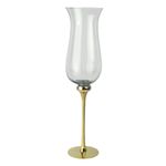 Candelero de Vidrio con Base Dorada