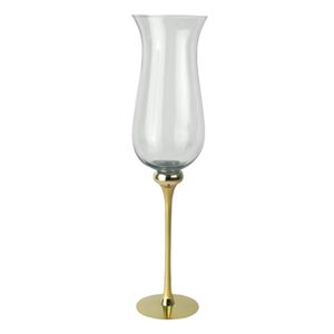 Candelero de Vidrio con Base Dorada