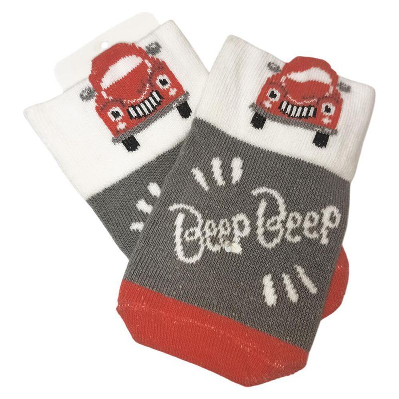 Calcetín para Bebe de Algodón Peinado Carro Rojo
