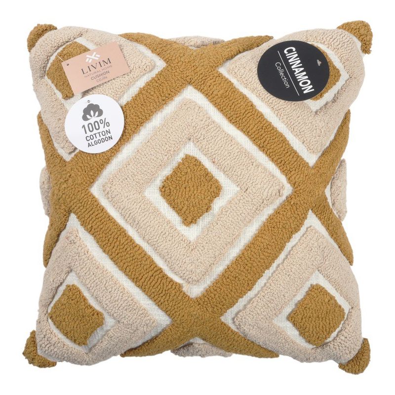 Cojín Geométrico Natural y Amarillo 45 X 45 Cm