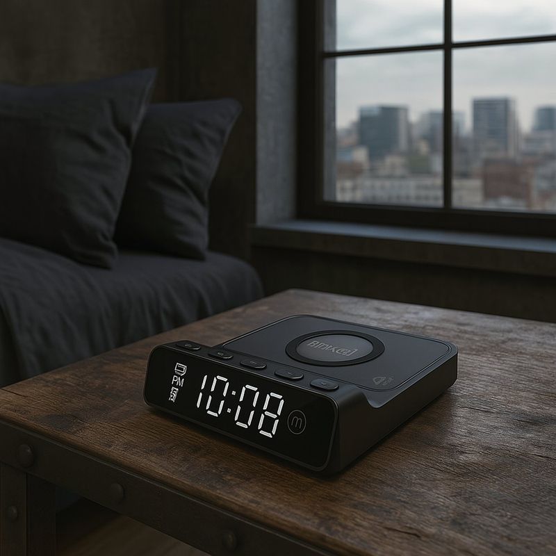 Cargador Inalámbrico Reloj Despertador QIAC‑115