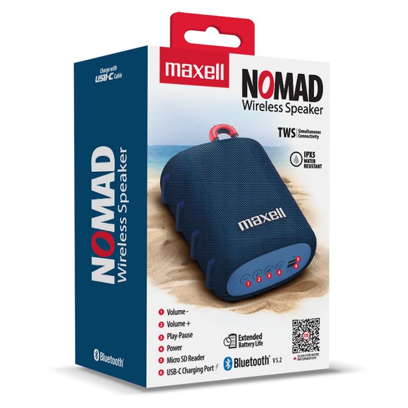 Bocina Bluetooth Portátil Azul BT‑NOMAD
