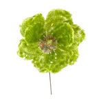 Flor Decorativa Magnolia Verde con Centro Dorado