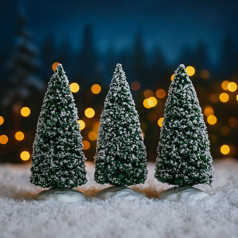 Set de 3 Árboles Nevados para Villa Navideña
