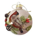 Bomba Navideña Decorada con Ave 8 cm Multicolor