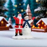 Figura de Santa y Muñeco de Nieve para Villa Navideña
