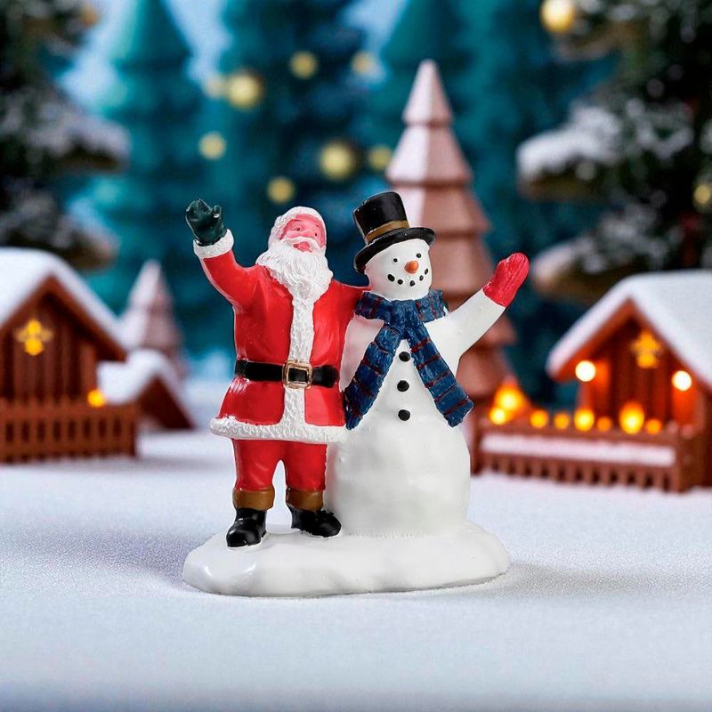 Figura de Santa y Muñeco de Nieve para Villa Navideña