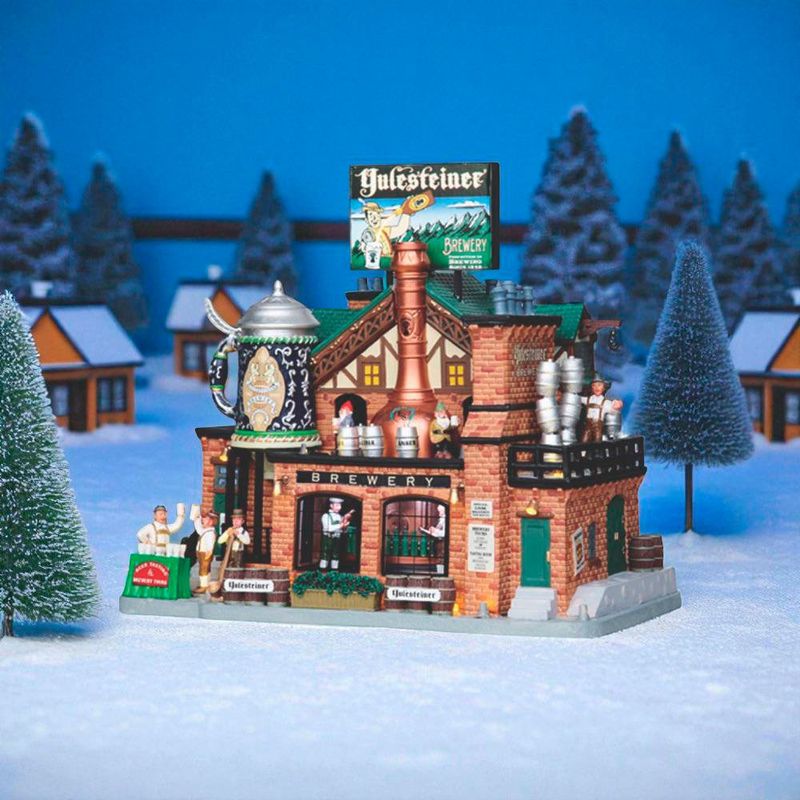 Fábrica Cervecera Navideña con Detalles Iluminados
