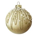 Bomba Navideña Decorada con Perlas 8 cm Color Dorado