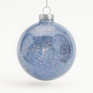 Esfera Navideña Azul con Brillo Tornasolado