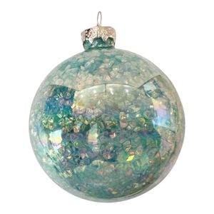 Bomba Navideña 8 cm Color Azul con Detalles Tornasol