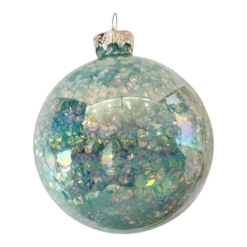 Bomba Navideña 8 cm Color Azul con Detalles Tornasol