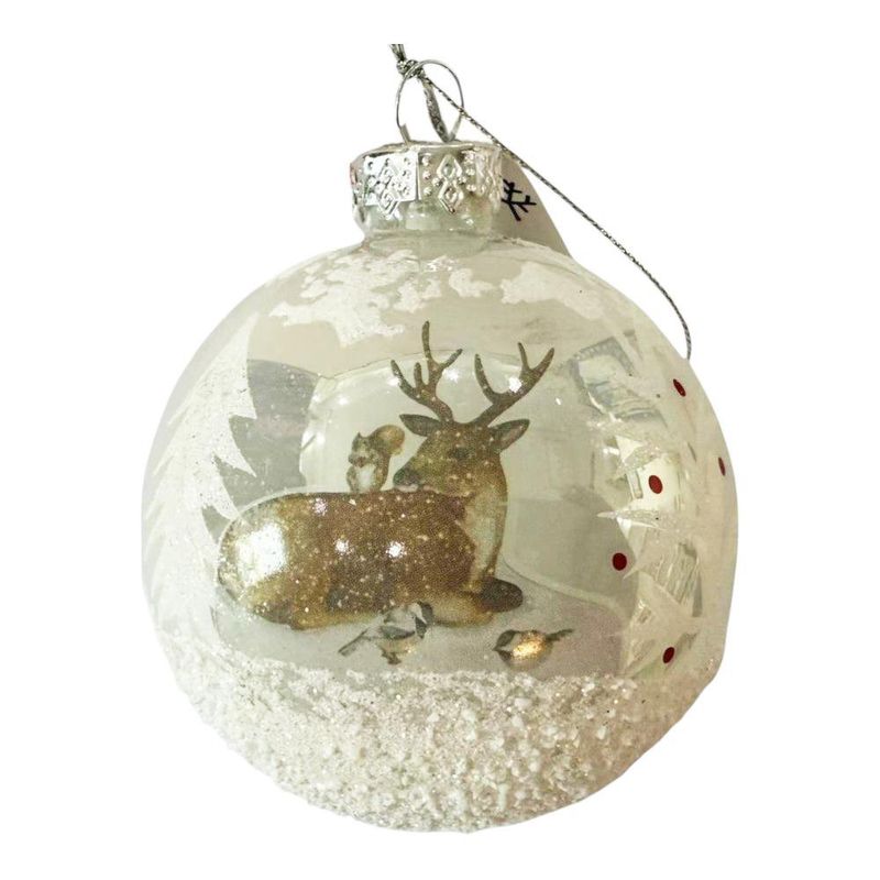 Bomba Navideña con Detalles Multicolor 8 cm Color Blanco