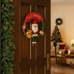 Corona Navideña con Santa y Reno