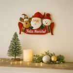 Decoración Navideña con Santa, Reno y Muñeco de Nieve