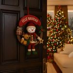 Corona Navideña con Muñeco de Nieve y Reno