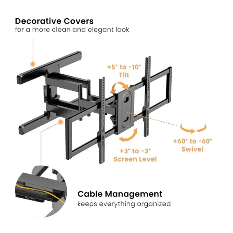 Soporte de Pared Articulado para TV 43 a 100 Plg