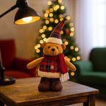 Osito Decorativo Navideño con Gorro y Bufanda