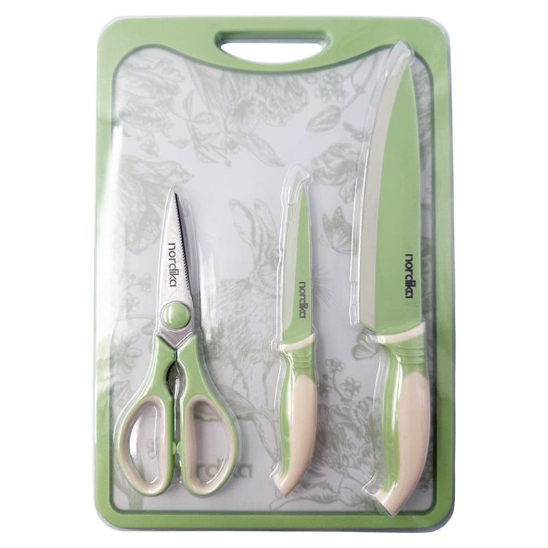 Set de Tijeras y Cuchillos Sobre Tabla Verde