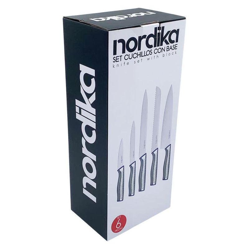 Set de Cuchillos con Base de Madera Azul