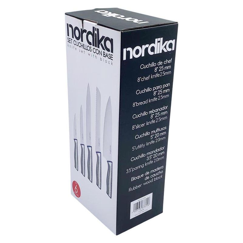 Set de Cuchillos con Base de Madera Azul