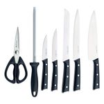 Set de Cuchillos con Base Negra Acero Inoxidable