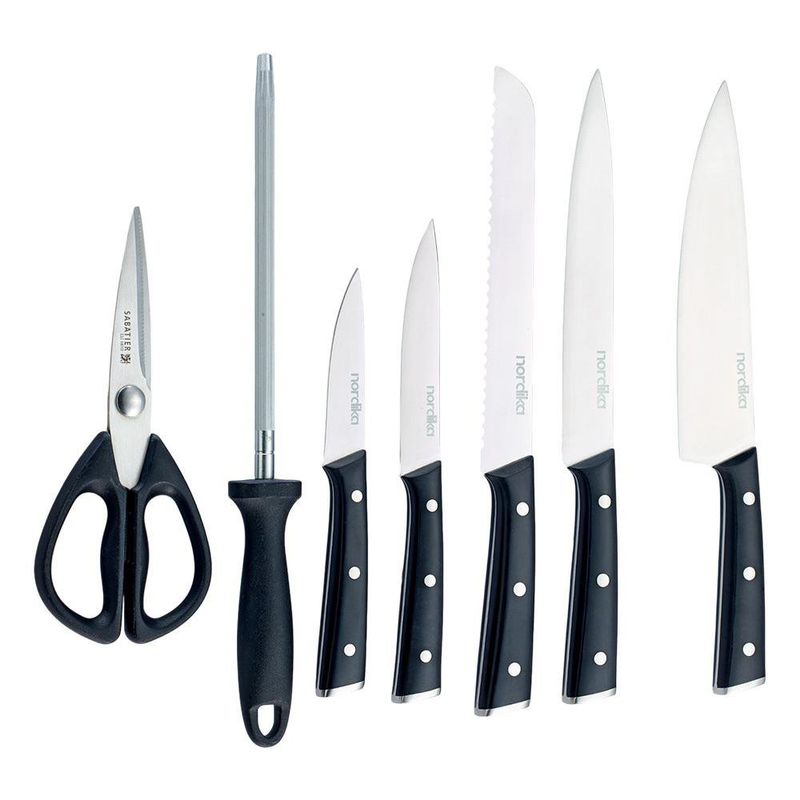 Set de Cuchillos con Base Negra Acero Inoxidable