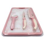 Set de Cuchillos con Pelador y Tabla Rosa