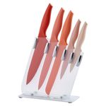 Set de Cuchillos con Base Transparente Rojo