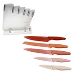 Set de Cuchillos con Base Transparente Rojo