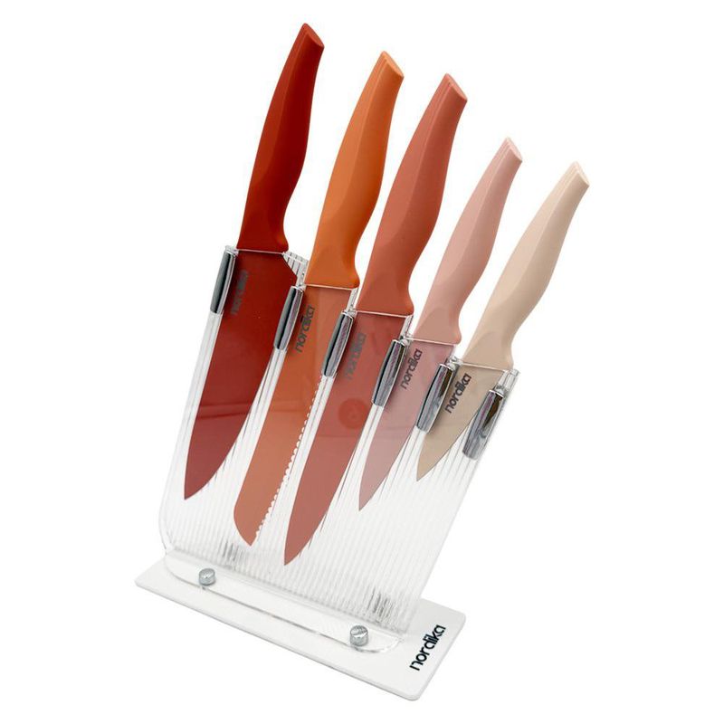 Set de Cuchillos con Base Transparente Rojo