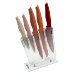 Set de Cuchillos con Base Transparente Rojo