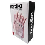 Set de Cuchillos con Base y Tabla Rosa