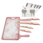 Set de Cuchillos con Base y Tabla Rosa