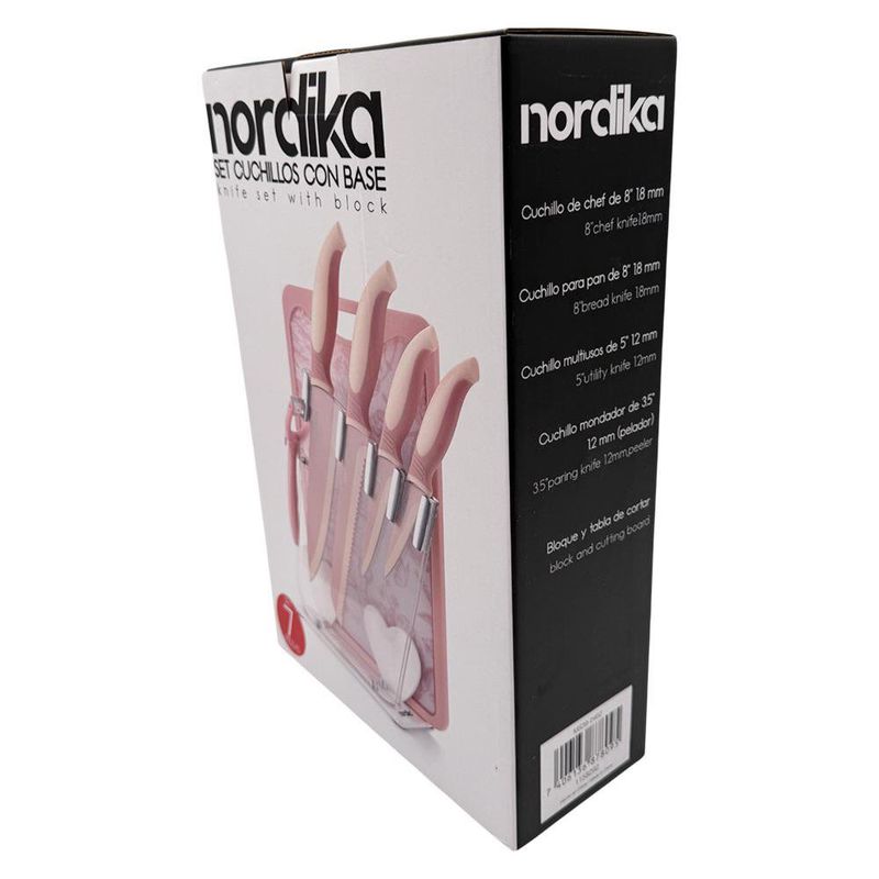 Set de Cuchillos con Base y Tabla Rosa