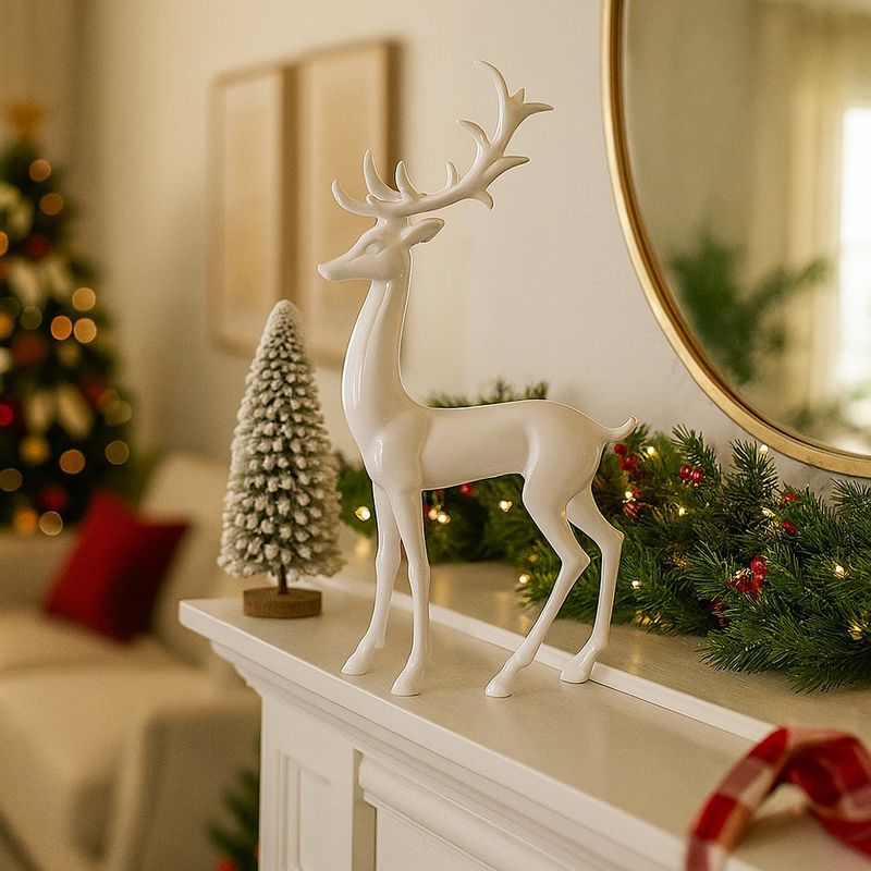 Figura Decorativa de Reno Blanco