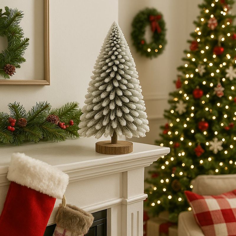 Árbol Navideño Decorativo con Base de Madera