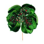 Flor Decorativa Verde con Centro de Esferas Brillantes