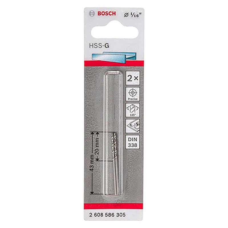 Set de Brocas para Metal HSS-G 1/16 Plg 2 Pzas