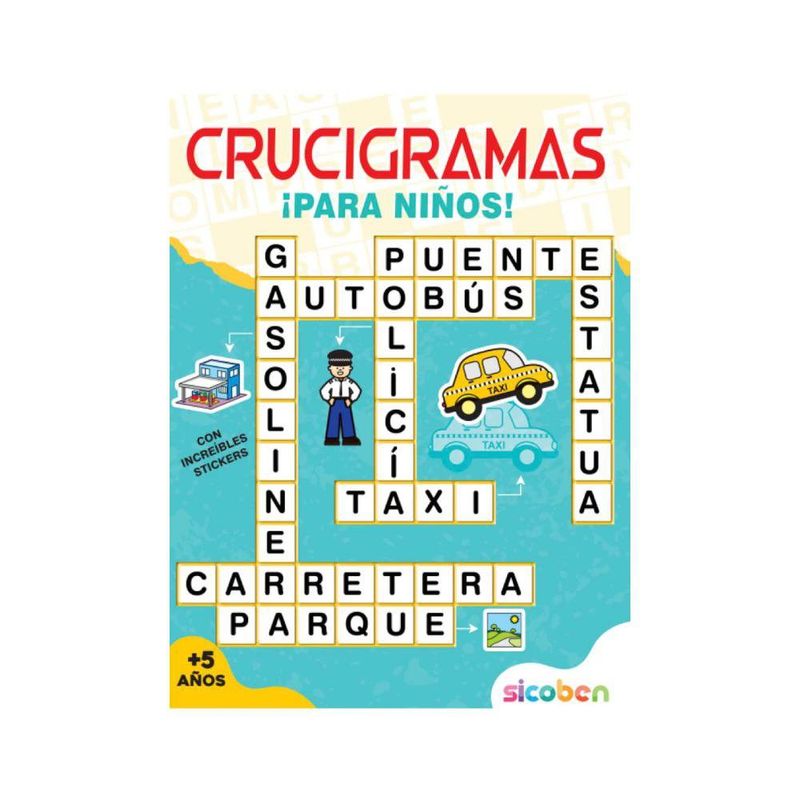 Libro de Crucigramas para Niños con Stickers Educativos