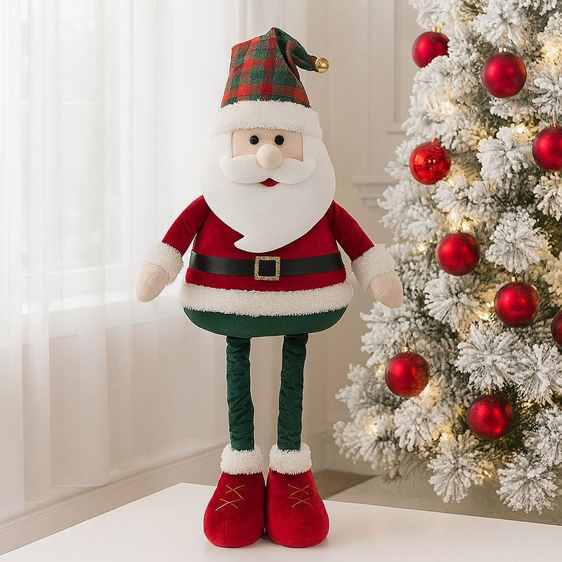 Santa Claus Decorativo con Sombrero a Cuadros y Piernas Largas