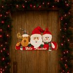 Decoración Navideña con Santa, Reno y Muñeco de Nieve