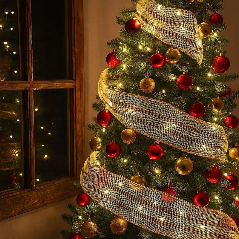 Malla Decorativa Navideña de 10.5 plg x 10 yardas Color Dorado