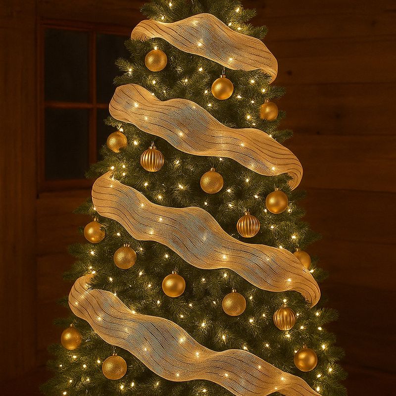 Malla Decorativa de 10.5 plg x 10 yardas Color Café y Blanco