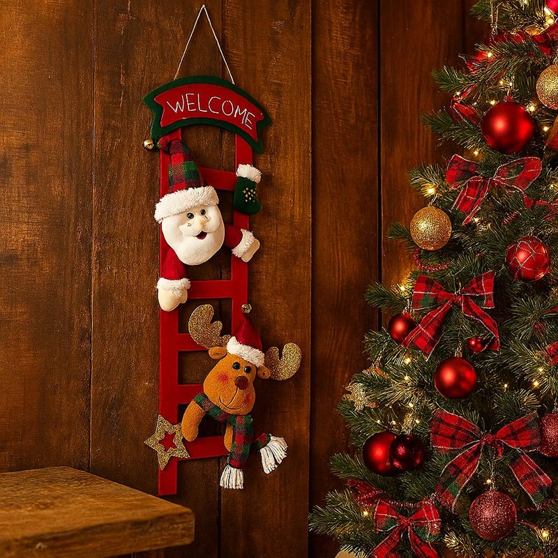 Escalera Decorativa Navideña con Santa y Reno