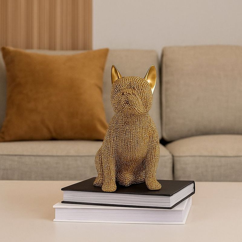 Perro Decorativo Dorado con Pedrería 16.6 Cm