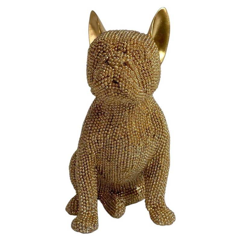 Perro Decorativo Dorado con Pedrería 16.6 Cm