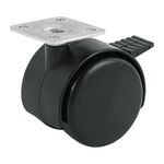 Rueda de Nylon 2 Plg con Placa y Freno 40 Kg